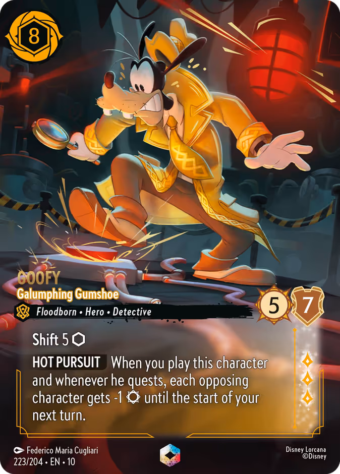 Goofy - Galumphing Gumshoe Lorcana card (223/204, Whispers in the Well)