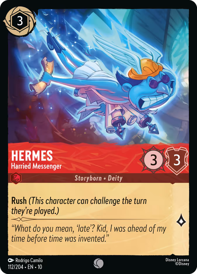 Hermes - Harried Messenger Lorcana card (112/204, Whispers in the Well)