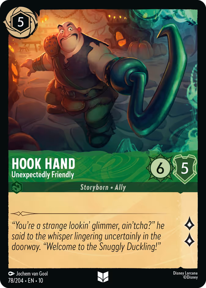 Hook Hand - Unexpectedly Friendly Lorcana card (78/204, Whispers in the Well)