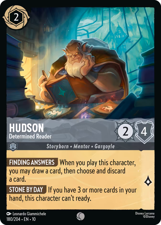 Hudson - Determined Reader Lorcana card (180/204, Whispers in the Well)