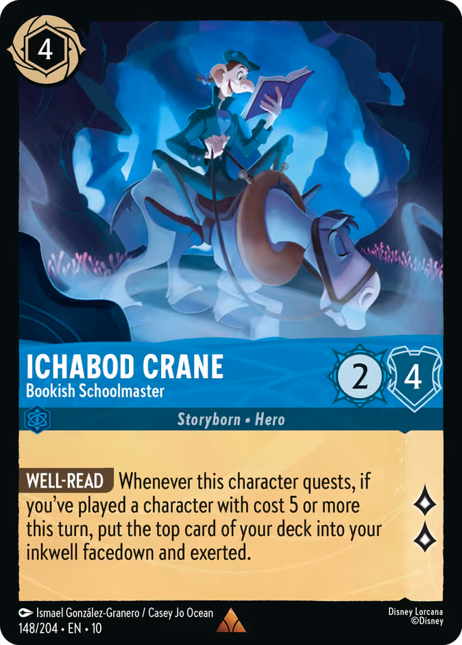 Ichabod Crane - Bookish Schoolmaster Lorcana card (148/204, Whispers in the Well)