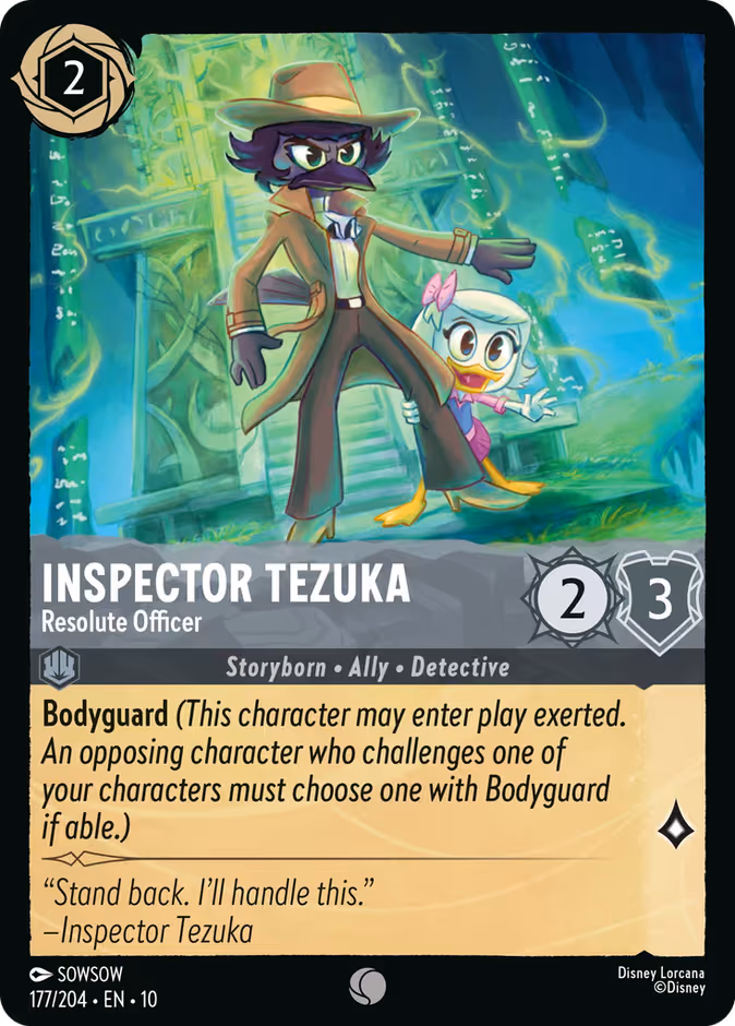 Inspector Tezuka - Resolute Officer Lorcana card (177/204, Whispers in the Well)