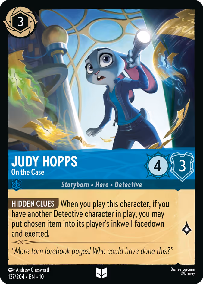 Judy Hopps - On the Case Lorcana card (137/204, Whispers in the Well)
