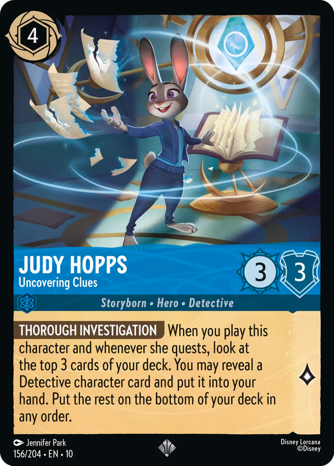 Judy Hopps - Uncovering Clues Lorcana card (156/204, Whispers in the Well)