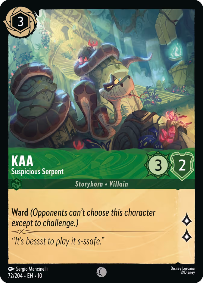 Kaa - Suspicious Serpent Lorcana card (72/204, Whispers in the Well)