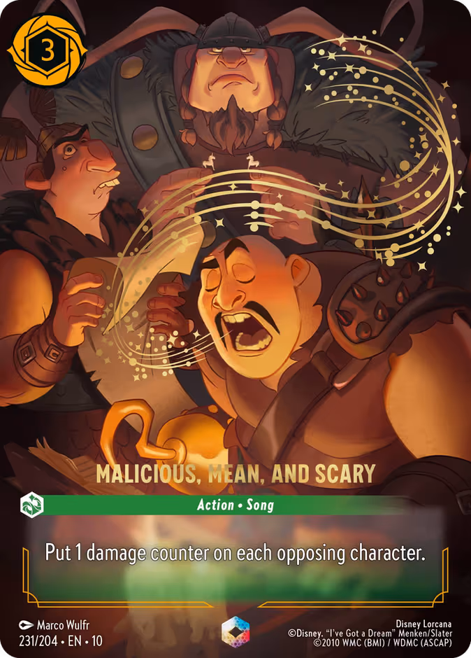 Malicious, Mean, and Scary Lorcana card (231/204, Whispers in the Well)