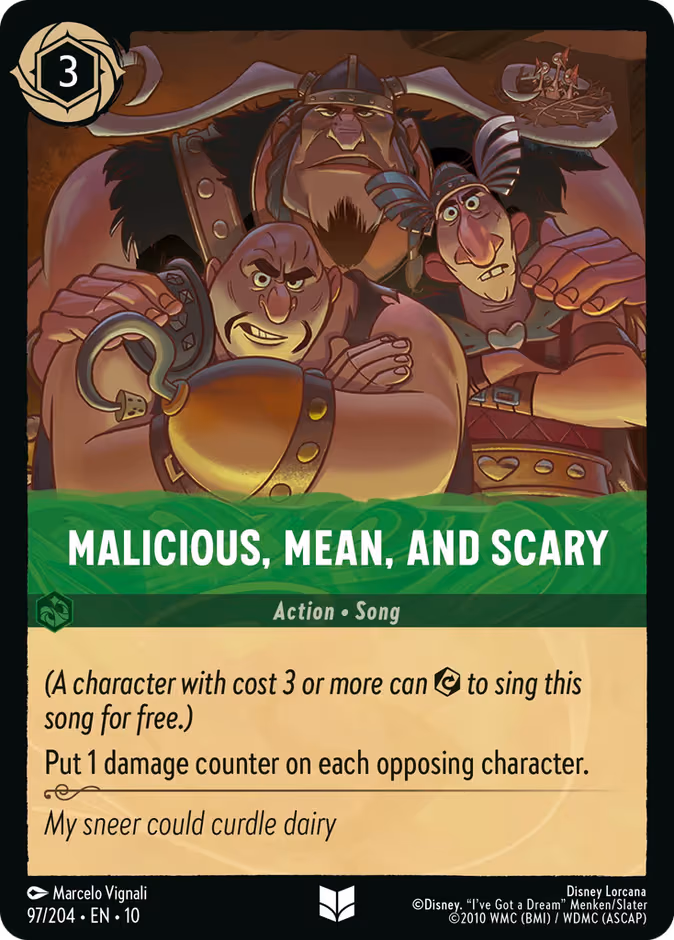 Malicious, Mean, and Scary Lorcana card (97/204, Whispers in the Well)