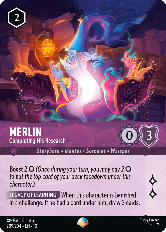 Merlin - Completing His Research Lorcana card (209/204, Whispers in the Well)