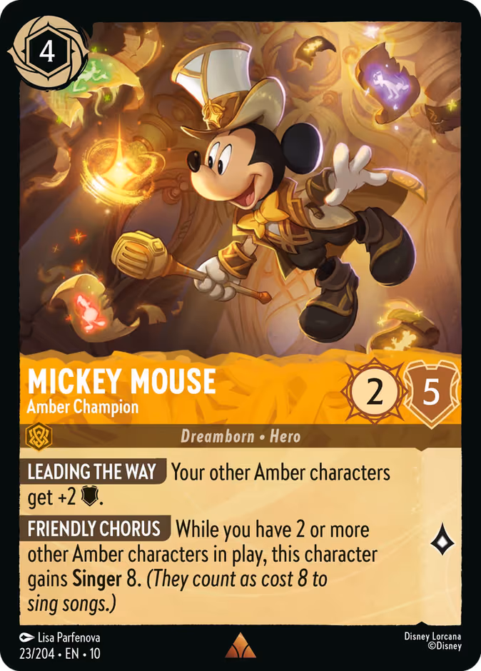 Mickey Mouse - Amber Champion Lorcana card (23/204, Whispers in the Well)