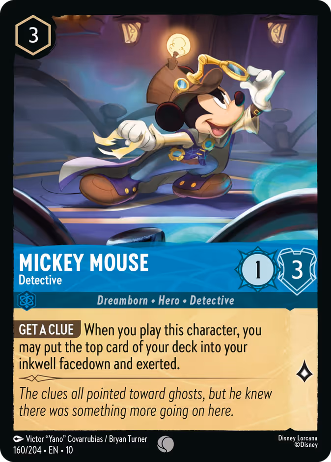 Mickey Mouse - Detective Lorcana card (160/204, Whispers in the Well)