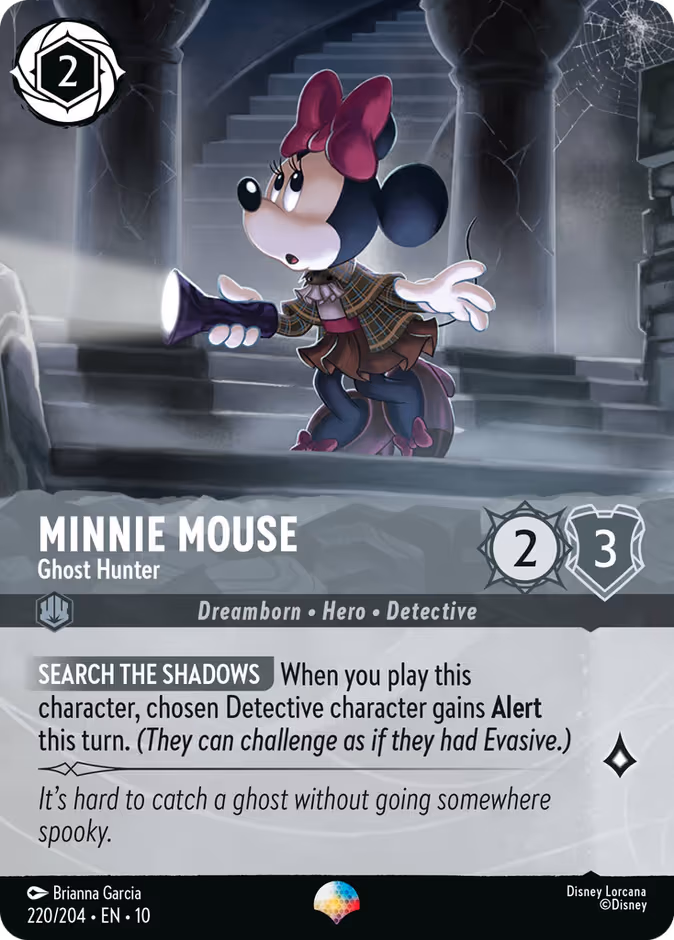Minnie Mouse - Ghost Hunter Lorcana card (220/204, Whispers in the Well)