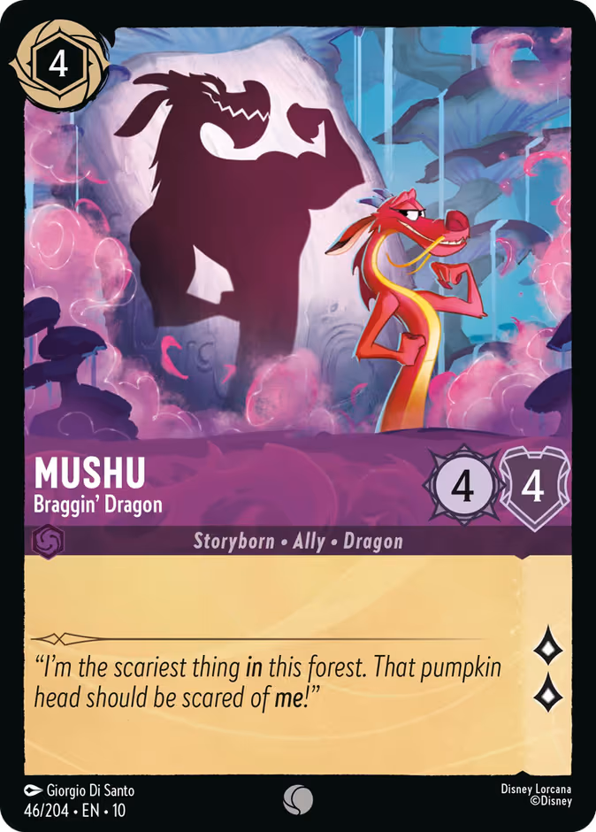 Mushu - Braggin' Dragon Lorcana card (46/204, Whispers in the Well)