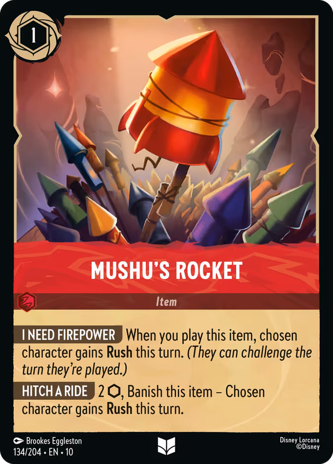 Mushu's Rocket Lorcana card (134/204, Whispers in the Well)