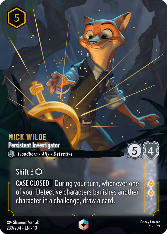 Nick Wilde - Persistent Investigator Lorcana card (239/204)