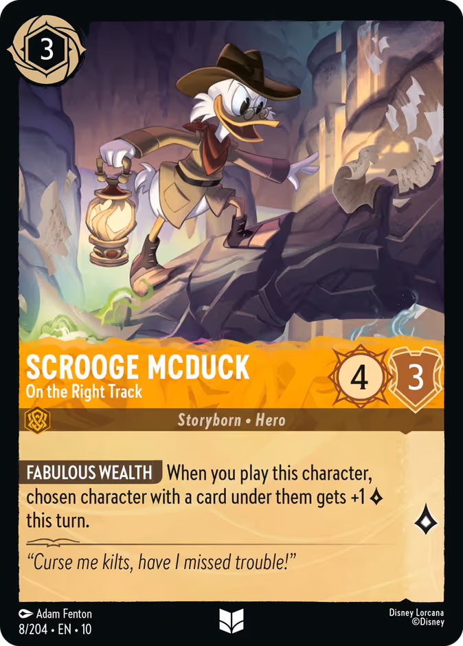 Scrooge McDuck - On the Right Track Lorcana card (8/204, Whispers in the Well)