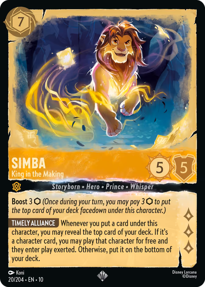 Simba - King in the Making Lorcana card (20/204, Whispers in the Well)