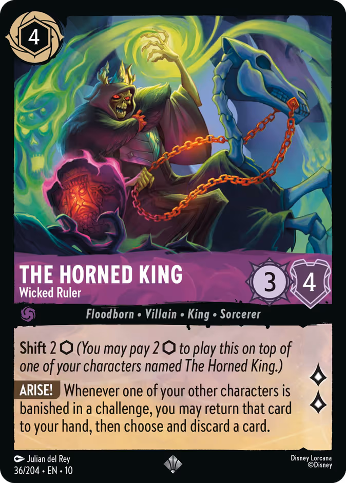 The Horned King - Wicked Ruler Lorcana card (36/204, Whispers in the Well)