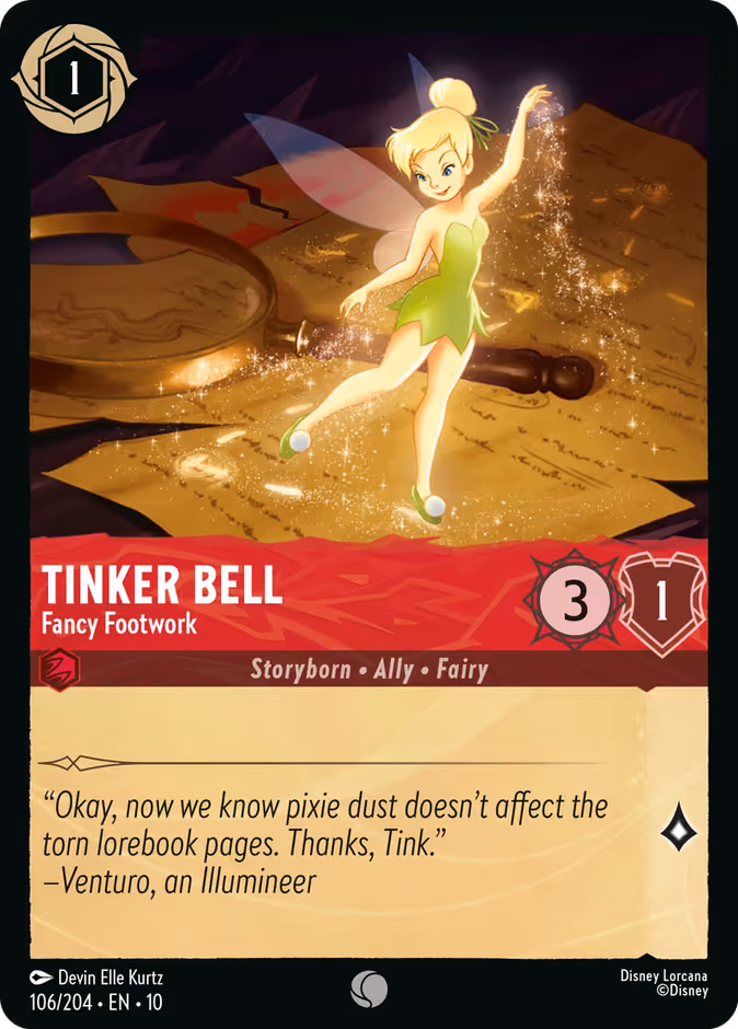 Tinker Bell - Fancy Footwork Lorcana card (106/204, Whispers in the Well)