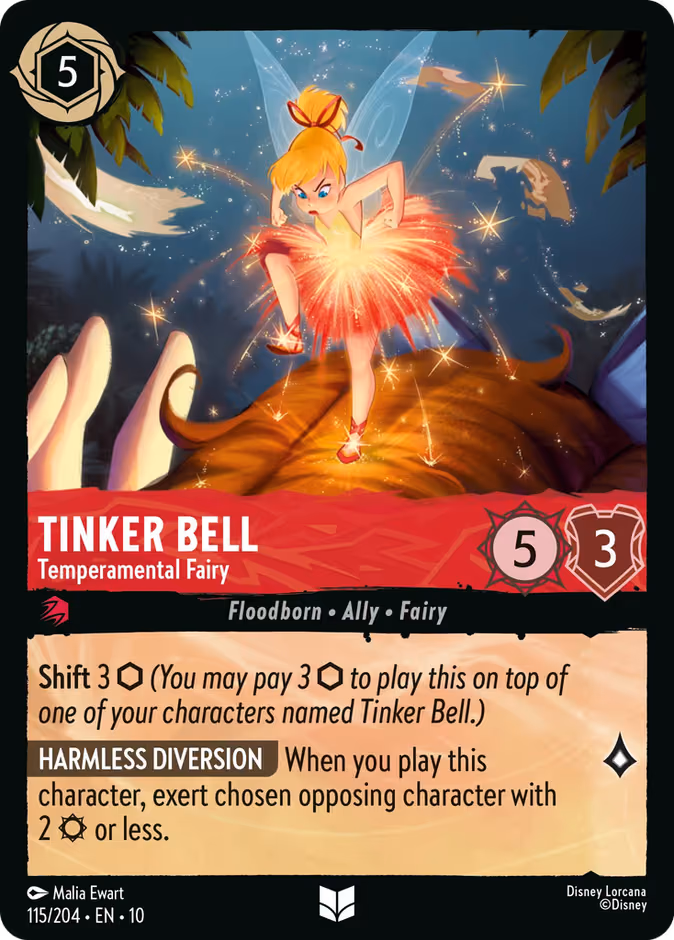 Tinker Bell - Temperamental Fairy Lorcana card (115/204, Whispers in the Well)