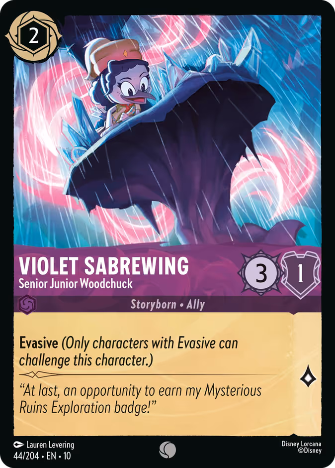 Violet Sabrewing - Senior Junior Woodchuck Lorcana card (44/204, Whispers in the Well)