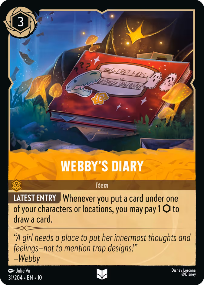 Webby's Diary Lorcana card (31/204, Whispers in the Well)