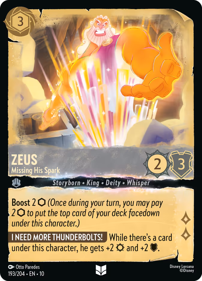 Zeus - Missing His Spark Lorcana card (193/204, Whispers in the Well)