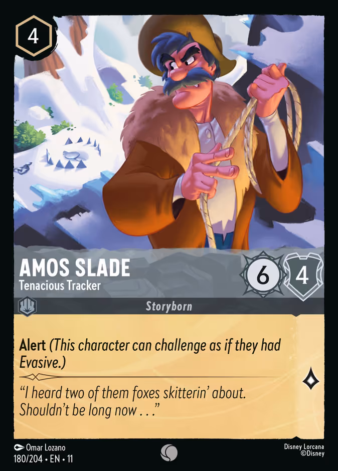 Amos Slade - Tenacious Tracker Lorcana card (180/204, Winterspell)