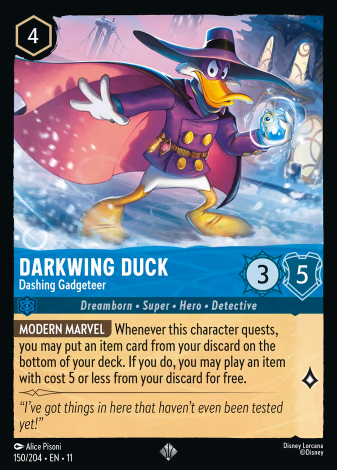 Darkwing Duck - Dashing Gadgeteer Lorcana card (150/204, Winterspell)