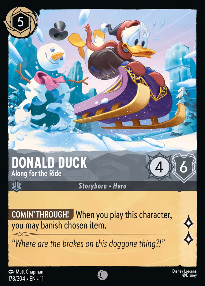 Donald Duck - Along for the Ride Lorcana card (178/204, Winterspell)