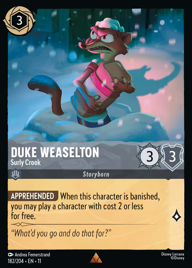 Duke Weaselton - Surly Crook Lorcana card (182/204, Winterspell)