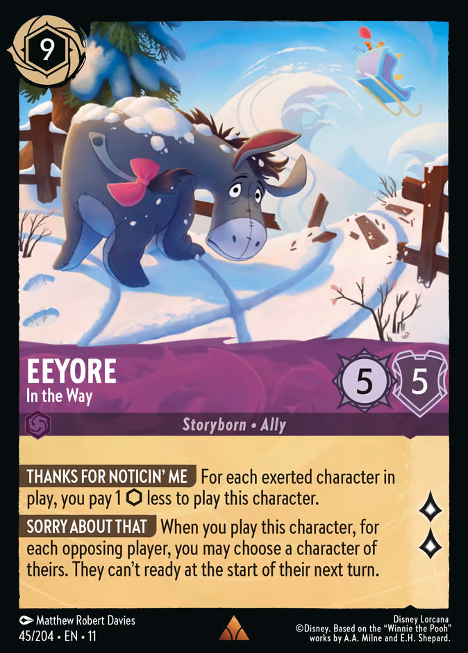 Eeyore - In the Way Lorcana card (45/204, Winterspell)