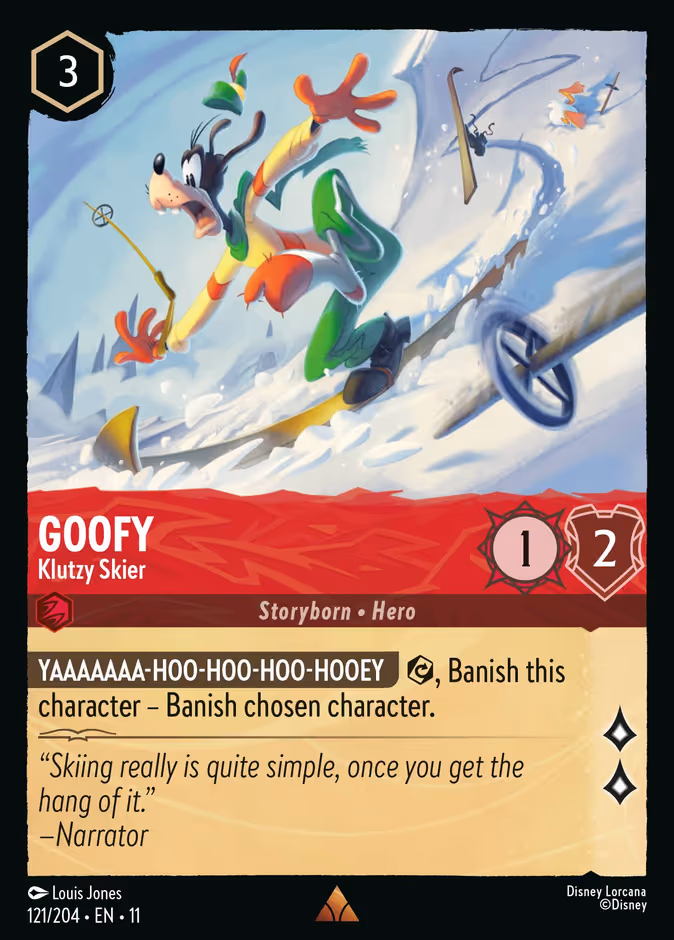 Goofy - Klutzy Skier Lorcana card (121/204, Winterspell)