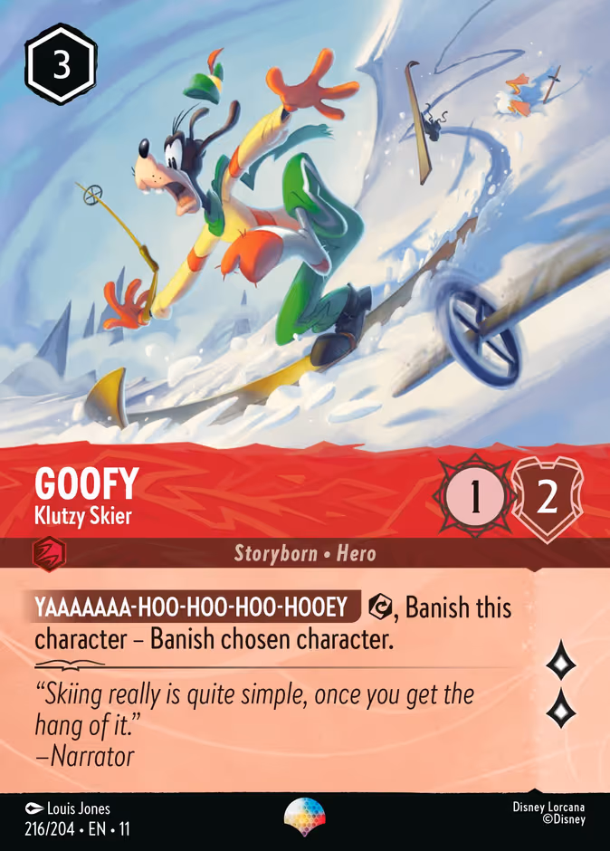 Goofy - Klutzy Skier Lorcana card (216/204, Winterspell)
