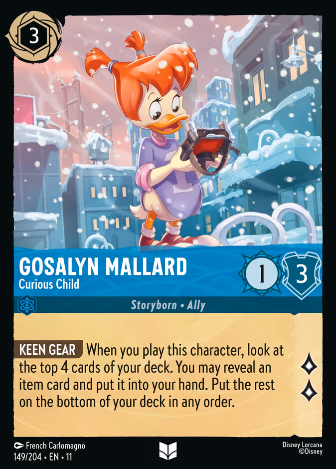 Gosalyn Mallard - Curious Child Lorcana card (149/204, Winterspell)