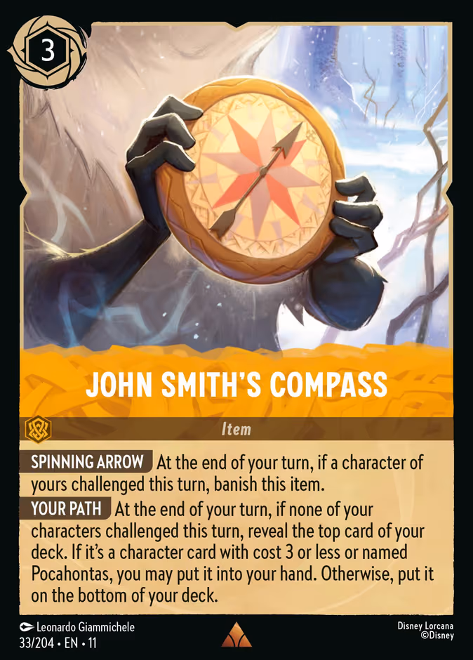 John Smith's Compass Lorcana card (33/204, Winterspell)