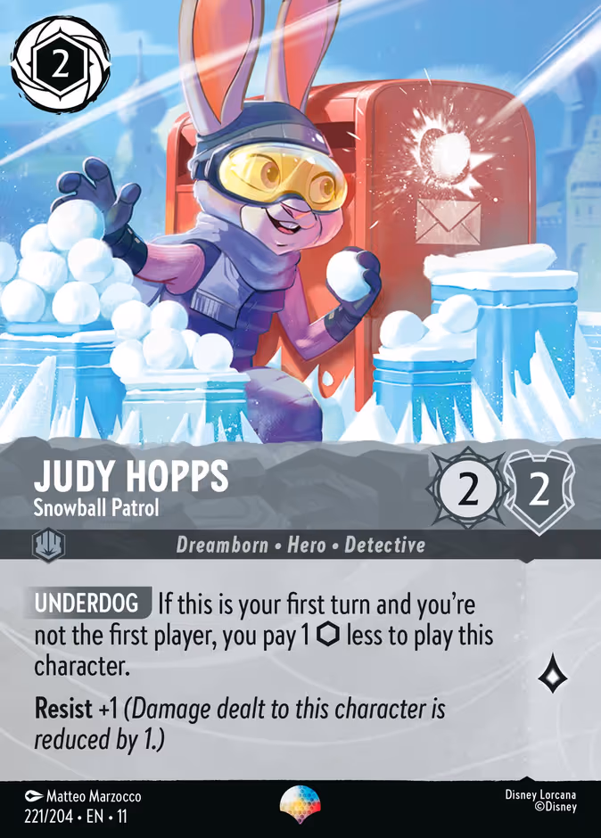 Judy Hopps - Snowball Patrol Lorcana card (221/204, Winterspell)