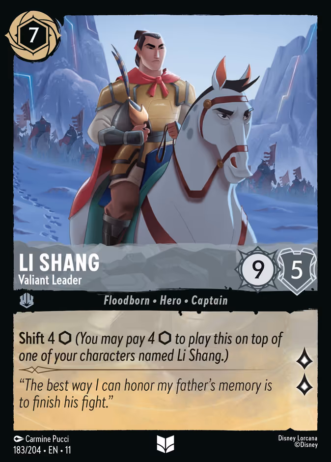 Li Shang - Valiant Leader Lorcana card (183/204, Winterspell)