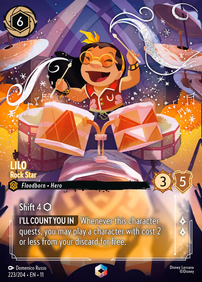 Lilo - Rock Star Lorcana card (223/204, Winterspell)