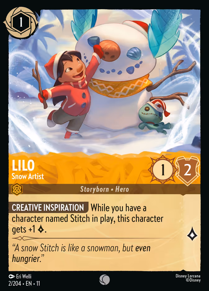 Lilo - Snow Artist Lorcana card (2/204, Winterspell)