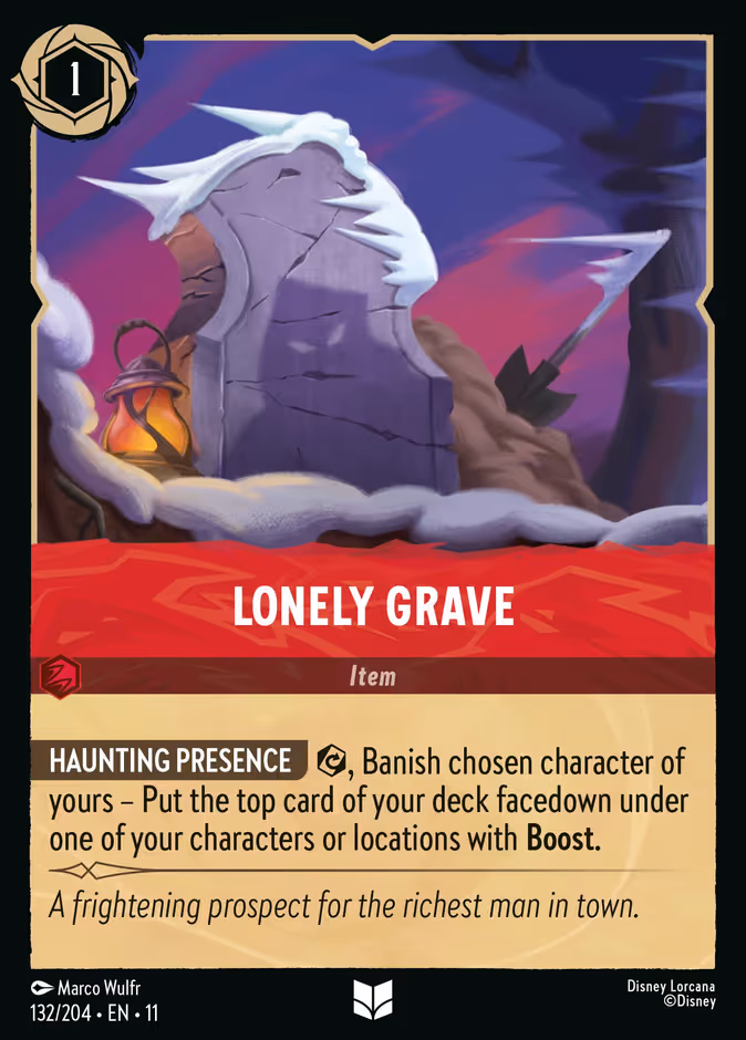 Lonely Grave Lorcana card (132/204, Winterspell)