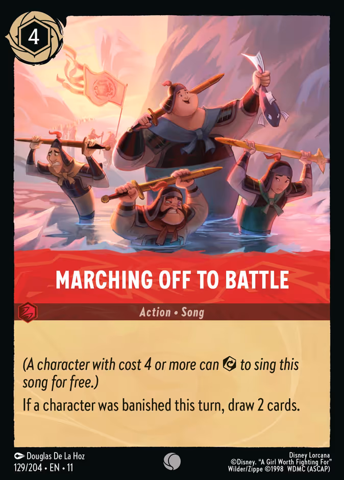 Marching Off to Battle Lorcana card (129/204, Winterspell)