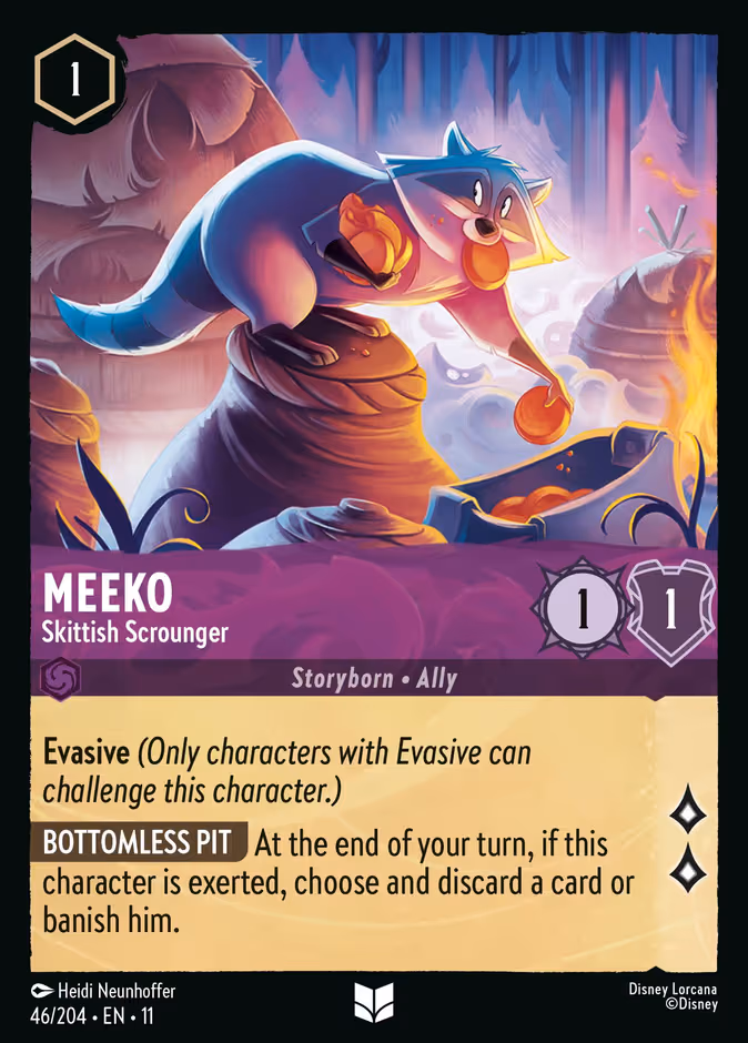 Meeko - Skittish Scrounger Lorcana card (46/204, Winterspell)