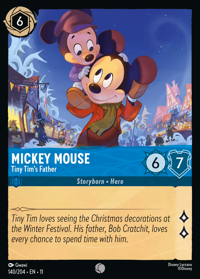 Mickey Mouse - Tiny Tim's Father Lorcana card (140/204, Winterspell)