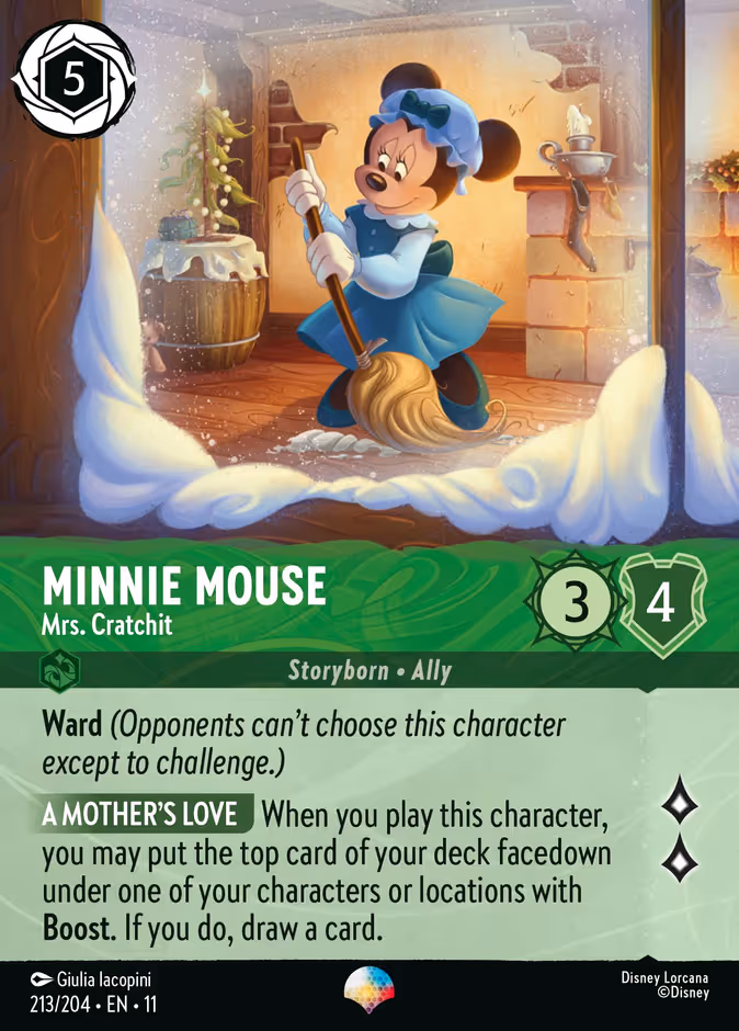 Minnie Mouse - Mrs. Cratchit Lorcana card (213/204, Winterspell)