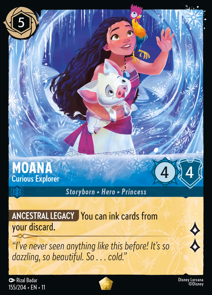 Moana - Curious Explorer Lorcana card (155/204, Winterspell)