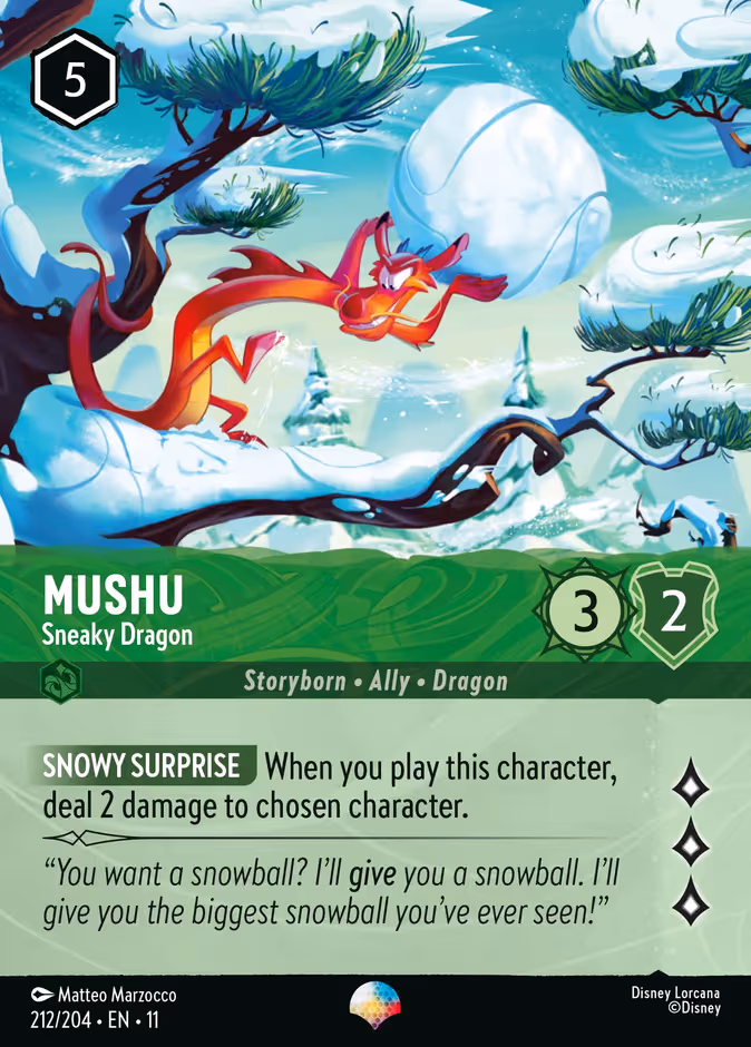 Mushu - Sneaky Dragon Lorcana card (212/204, Winterspell)