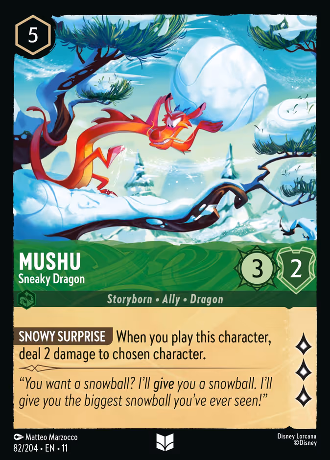 Mushu - Sneaky Dragon Lorcana card (82/204, Winterspell)