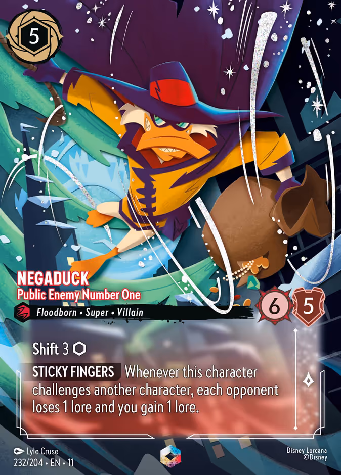 Negaduck - Public Enemy Number One Lorcana card (232/204, Winterspell)
