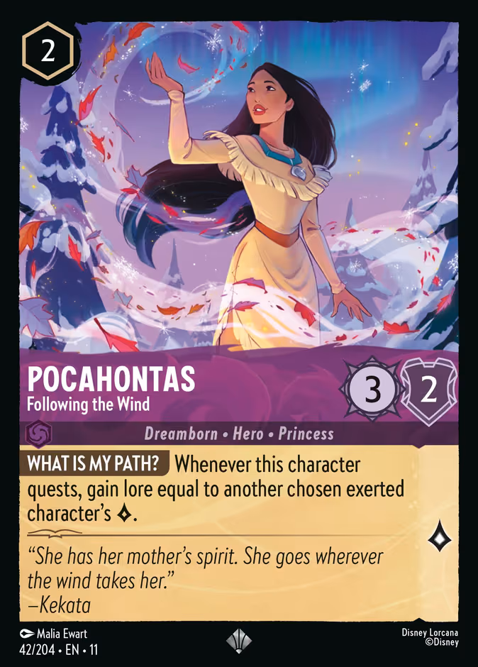 Pocahontas - Following the Wind Lorcana card (42/204, Winterspell)