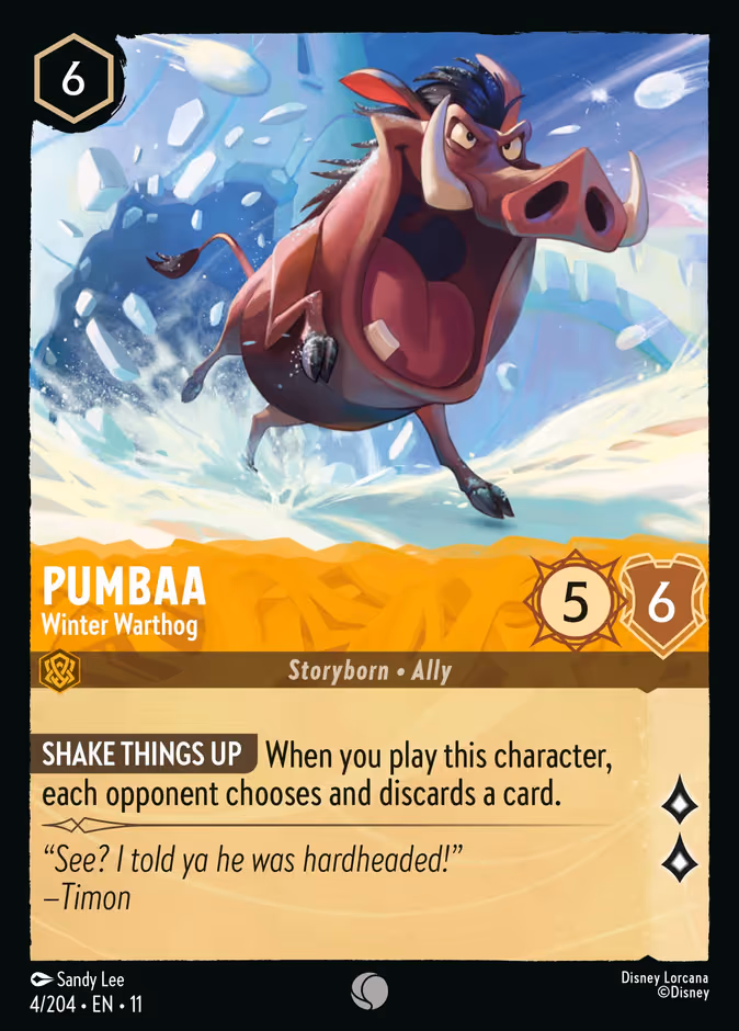 Pumbaa - Winter Warthog Lorcana card (4/204, Winterspell)